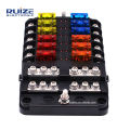 Fuse Block with LED Warning Indicator Damp-Proof Cover - 12 Circuit with Negative Bus Fuse Box Holder for Car Marine RV Truck